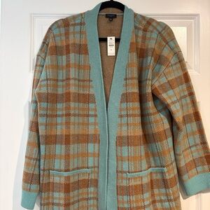 Talbots Plaid Cape in Blue and Brown